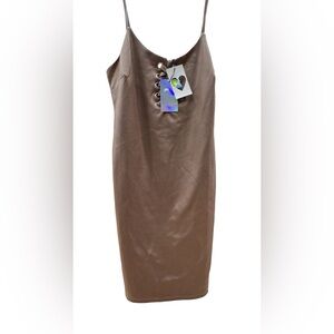 Brown Lace-Up Dress